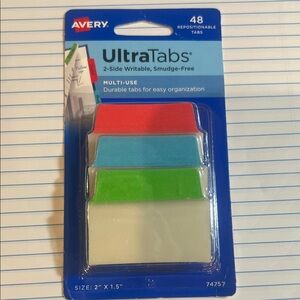 Avery UltraTabs in Red, Blue, and White